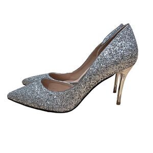 Annaili glitter stiletto heels, silver, size 41, US size 10